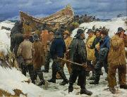 Michael Ancher The Lifeboat is Taken through the Dunes Spain oil painting artist